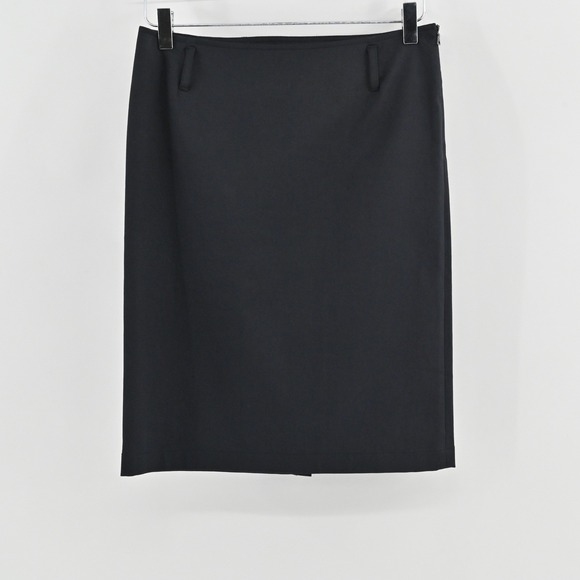 Prada Black Straight‎ Pencil Skirt Size 38 Wool Italy Quiet Luxury Office Career
